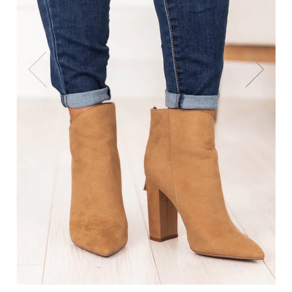 PINK LILY TAMERA BROWN SUEDE POINTED TOE BOOTIES SIZE 8